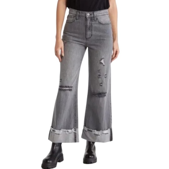 Alice + Olivia Pants - ALICE + OLIVIA Women’s Distressed High Waist Raw Cuffed Boyfriend Jeans